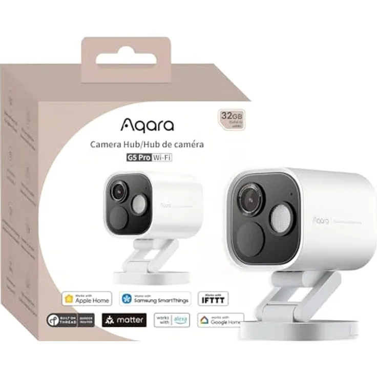 Aqara Camera Hub G5 Pro WLAN-Sicherheitskamera, 2,6 K Ultra HD mit KI-Erkennung, Vollfarb-Nachtsicht, IP65 wetterfest - globale Version, schwarz