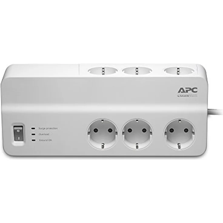 APC Surge Protector - PM6-GR - Steckdosenleiste mit Überspannungsschutz (6-fach Stecker Schuko, schaltbar, für PC, TV u.a. - Farbe: weiß) – Bild 3