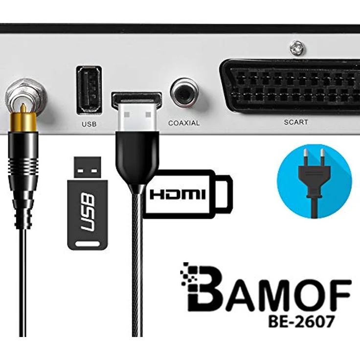 Bamof BE-2607 Digital Satelliten Sat Receiver - ( HDTV , DVB-S/S2 , HDMI , SCART , 2X USB 2.0 , Full HD 1080p) [Vorprogrammiert für Astra Hotbird Türksat] [Energieklasse A+++] – Bild 5