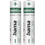 Hama - AAA wiederaufladbare Batterien 1,2 V, 1000 mAh, NiMH (2 Stück)