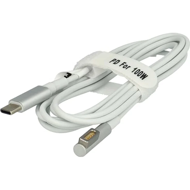 vhbw Adapterkabel USB Typ C auf MagSafe 1, 175 cm mit LED-Anzeige und magnetischem Stecker, weiß – Bild 3
