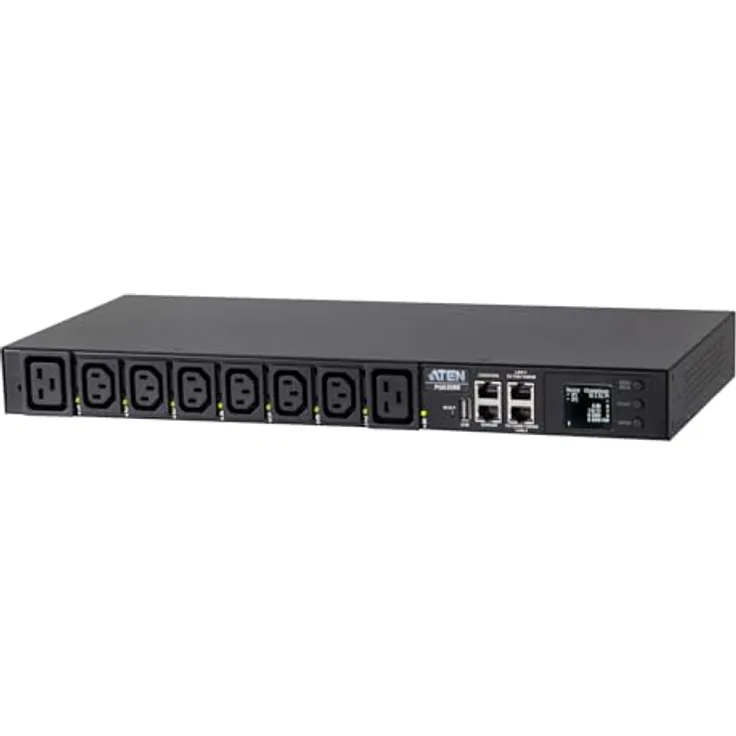 ATEN PG6308G-AT IP Modul für KVM Switche, 8 Steckdosen, 1U-Rackgehäuse, ARM Cortex-A8-Prozessor, Gigabit-LAN-Ports, Echtzeit-Alarme