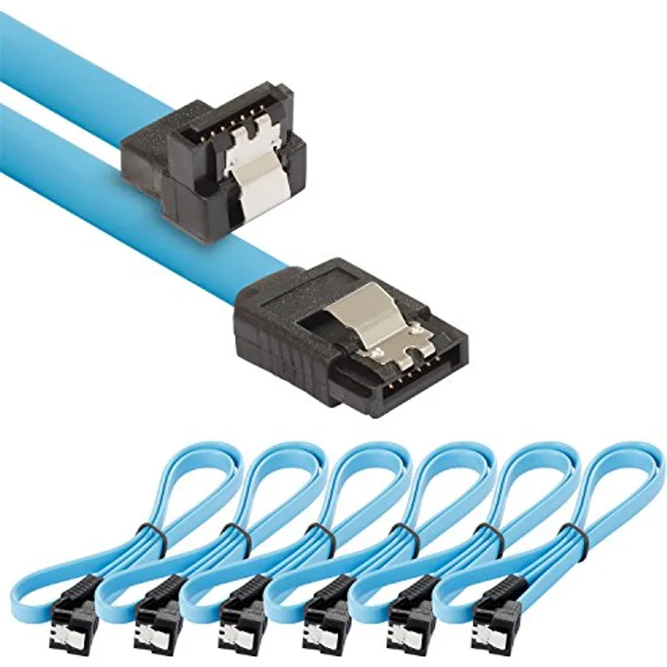 Poppstar 6x 50cm SATA 3 HDD SSD Datenkabel (Sata Kabel - Stecker gerade auf gewinkelt) (bis zu 6 Gbit/s), blau