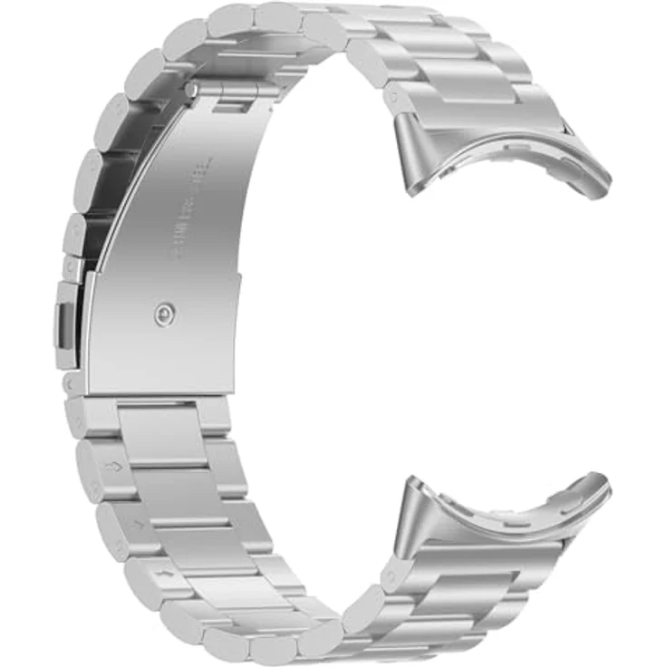 Wigento Edelstahl-Smartwatch-Armband für Google Pixel Watch 5 / 4 / 3 45mm, verstellbare Länge, silbernes Design mit Faltverschluss – Bild 4