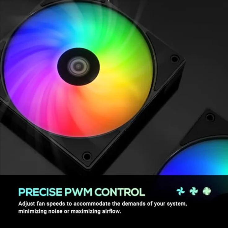 ID-Cooling AS-120-ARGB-K TRIO, 120mm Gehäuselüfter mit RGB-Beleuchtung, schwarz, 27 dBA – Bild 7