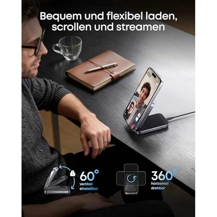 Anker Prime MagGo 3-In-1 Kabelloses Ladegerät, 25W Leistung, schwarz – Bild 5