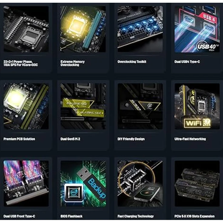 AsRock X870E Taichi OCF, AM5 ATX Mainboard mit HDMI/USB-C, DDR5 Unterstützung, integriertes WLAN (Wi-Fi 7), 10.400 MT/s – Bild 6