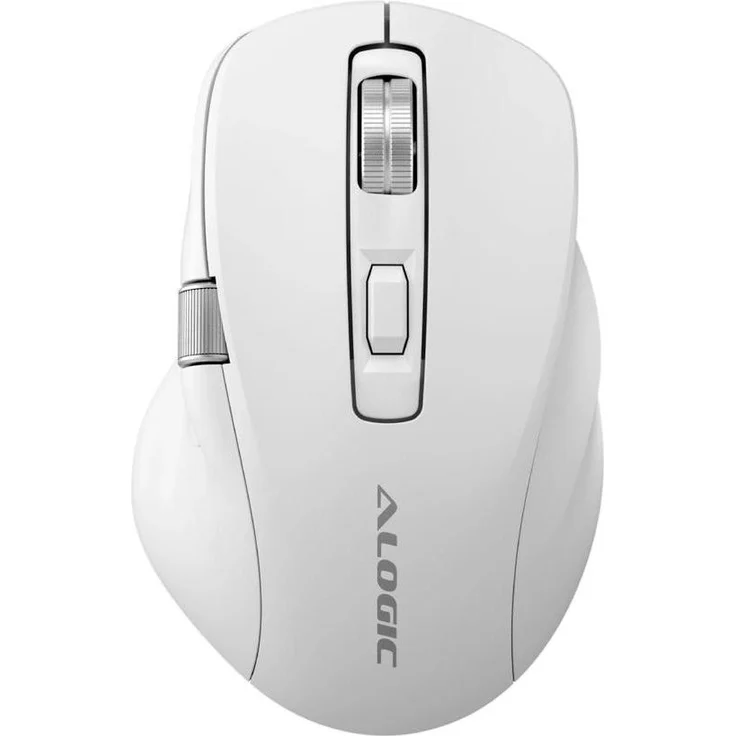 Alogic Apex Bluetooth USB-C, kabellose Maus mit 7 programmierbaren Tasten, 1.000 Hz Reaktionsrate und 6.400 DPI, weiss