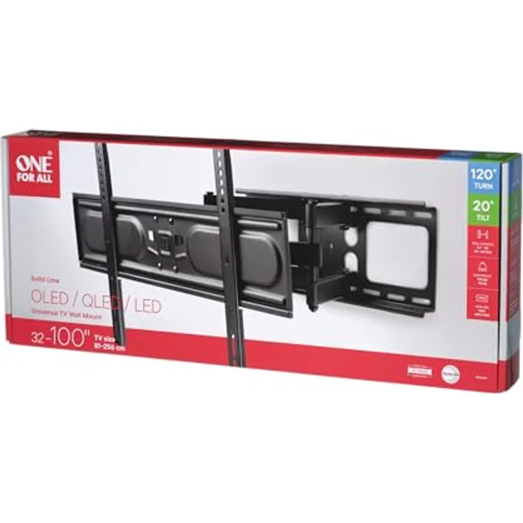 ONE FOR ALL WM 4662, Wandhalterung für TVs bis 100 Zoll, schwenkbar und neigbar, max. Traglast 90 kg, Schwarz – Bild 5