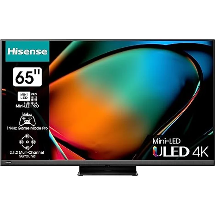 Hisense 65U8KQ Mini LED 4K ULED Smart TV - 164 cm (65 Zoll) Dolby Vision IQ & Atmos, 120Hz Panel, Game Mode Pro, UHD AI Upscaler, HDR10+, Bluetooth, Apple AirPlay, Alexa, anthrazit [2023] – Bild 1