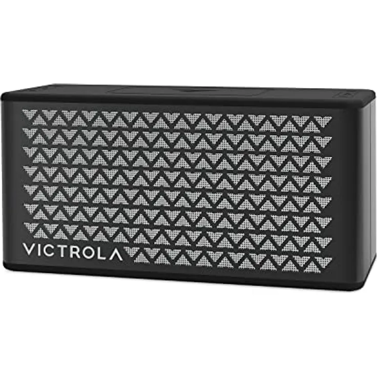 Victrola Music Edition 2 Tisch-Bluetooth-Lautsprecher, IP67 Wasser- und staubdicht, 20 Stunden Akkulaufzeit, Multi-Lautsprecher-Kopplung, Premium-Sound und passiver Bass-Heizkörper, Schwarz