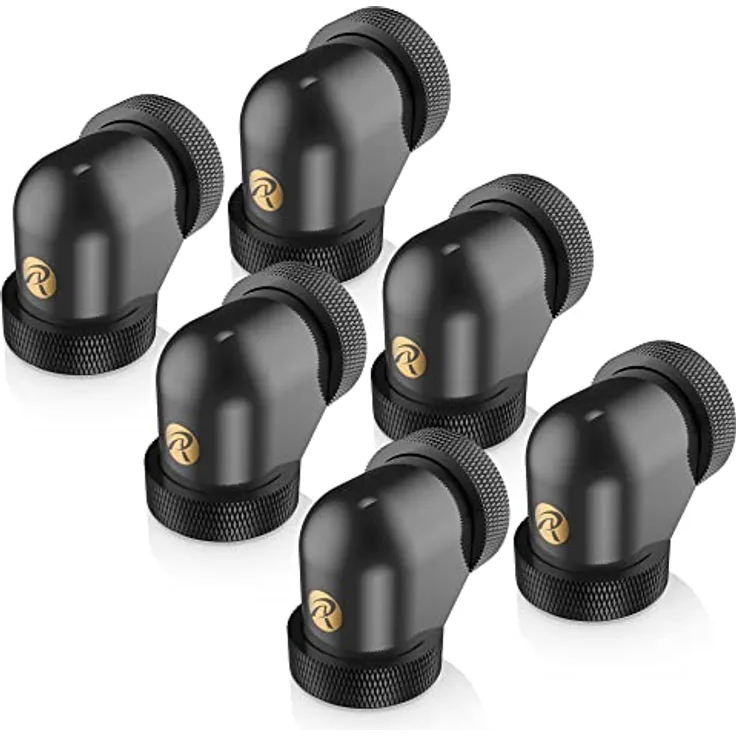 Raijintek Anschluss PELIAS D140906, 14mm, 90 Grad Adapter - 6er-Pack, schwarz