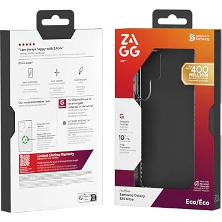 ZAGG Luxe, Graphen verstärkte Hülle für Samsung Galaxy S25 Ultra [6.8-Inch], transparent, drahtloses Laden, schlankes Design, stoßfest, 3m Fallschutz – Bild 4