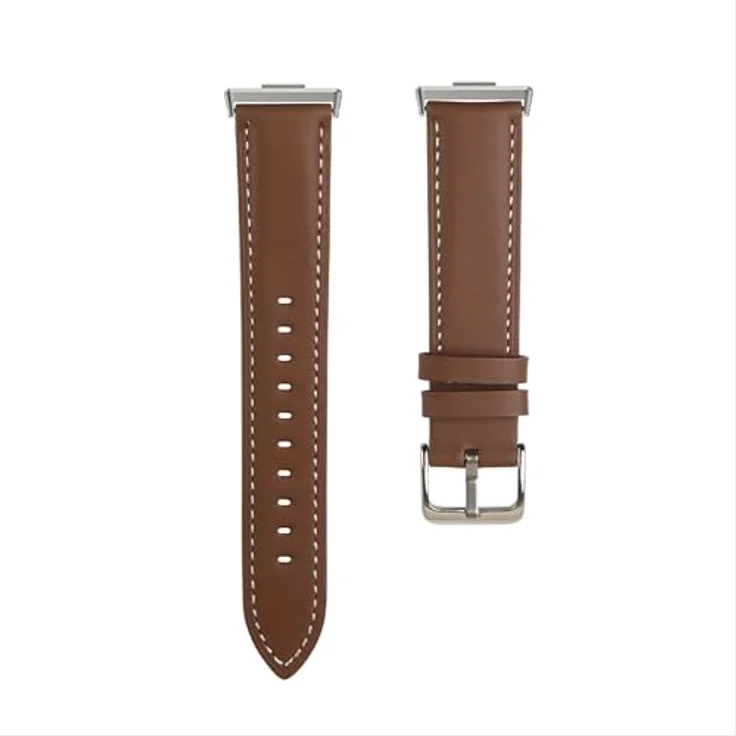 GIOPUEY Echtleder Armband Kompatibel mit Huawei Watch Fit 3/4/4 Pro, verschleißfest und atmungsaktiv - Braun – Bild 2