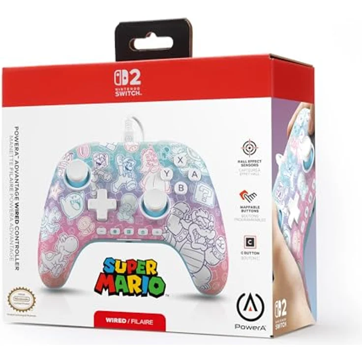 PowerA NSW2 Controller Advantage, kabelgebundener Gaming Controller im Mushroom Kingdom Design, Mehrfarbig, 3 m USB-Kabel, 2 programmierbare Tasten, 3,5-mm-Stereo-Klinke – Bild 8