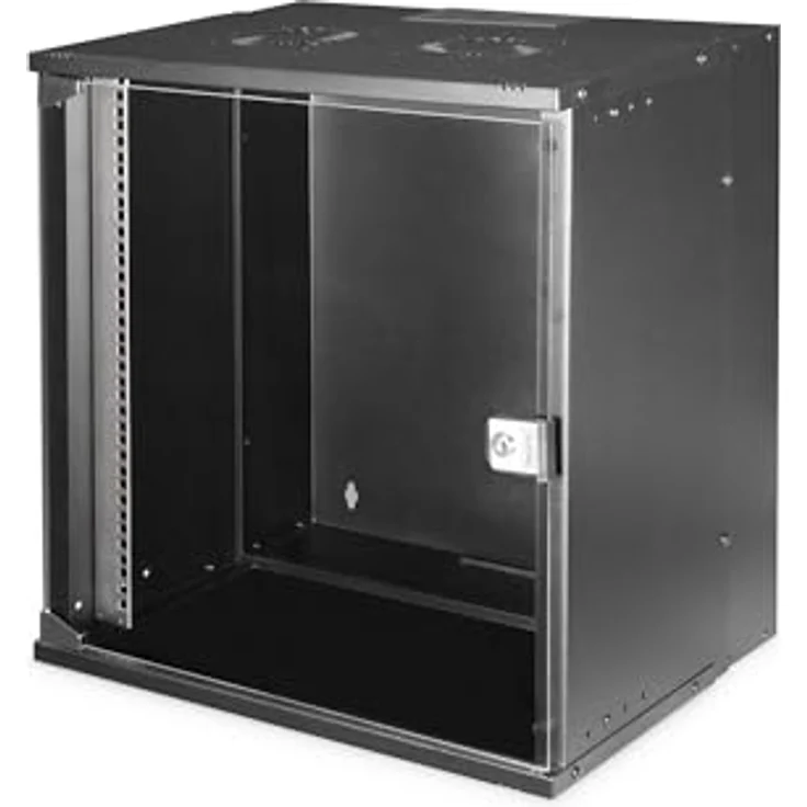 DIGITUS Netzwerkschrank SoHo Pro - 19-Zoll Rack 12 HE - Unmontiert - Wandmontage - 400 mm Tiefe - 327 mm Nutztiefe - Traglast 60 kg - Glastür - Schwarz – Bild 1