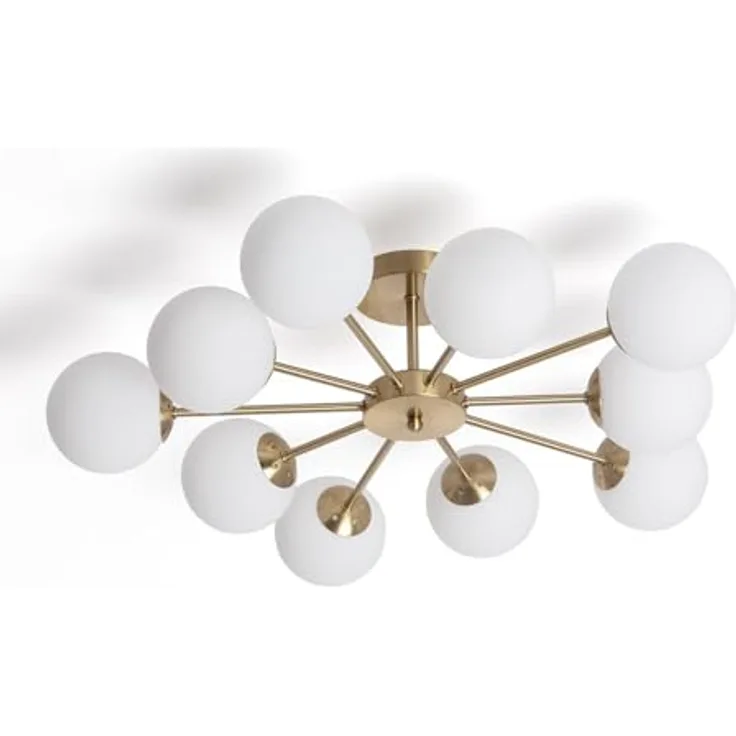 LEDKIA LIGHTING Deckenleuchte Metall und Glas Moonlight Brass 10 Spots Gold für Wohnzimmer, Küche, Schlafzimmer