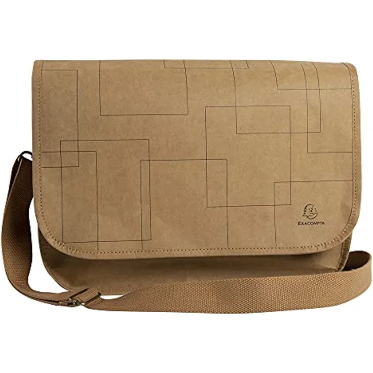 Exacompta 17650E Premium Tasche Eterneco mit 15" Laptopfach und Gurt wasserabweisend aus pflanzlichen und veganen Materialien ideale Umhängetasche für Schule, Uni und Arbeit Kunstlederoptik braun