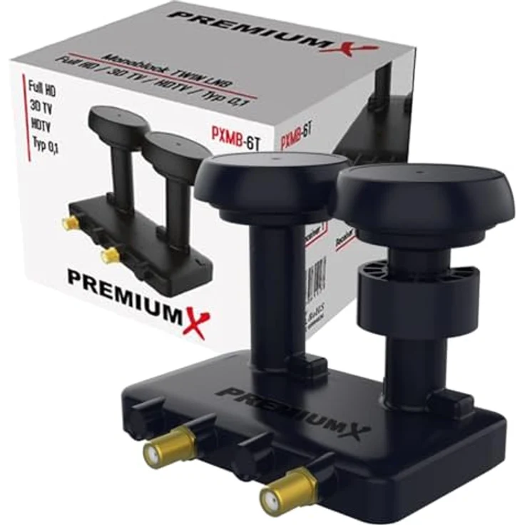 Premium X Monoblock Twin PXMB-6T LNB 0,1dB Astra 19,2° Hotbird 13° HDTV FullHD 3D UltraHD 4K tauglich für 2 Teilnehmer – Bild 2