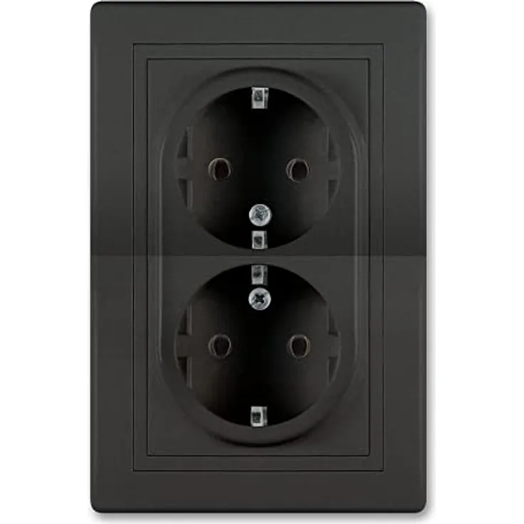 ALING-CONEL PRESTIGE-Line Unterputz-Doppelsteckdose, VDE-zertifiziert, 16AX/250V~, schwarz Soft Touch, inkl. Rahmen komplett