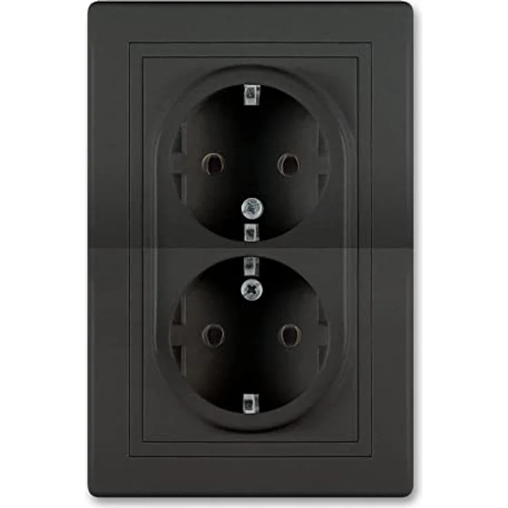 ALING-CONEL PRESTIGE-Line Unterputz-Doppelsteckdose, VDE-zertifiziert, 16AX/250V~, schwarz Soft Touch, inkl. Rahmen komplett – Bild 1