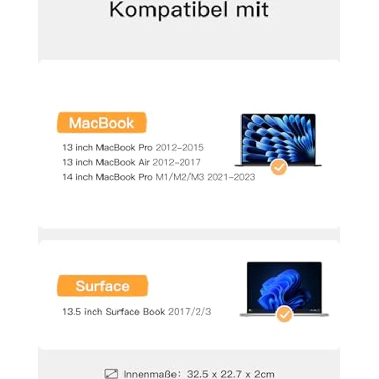 Inateck 360° Rundumschutz Laptoptasche Hülle Schultertasche, Grau, Kompatibel mit 14 MacBook Pro M3/M2/M1 Pro/Max 2023-2021, Macbook Air 13 M3/M2/M1 2012-2024, MacBook Pro 13 2012-2022 – Bild 2