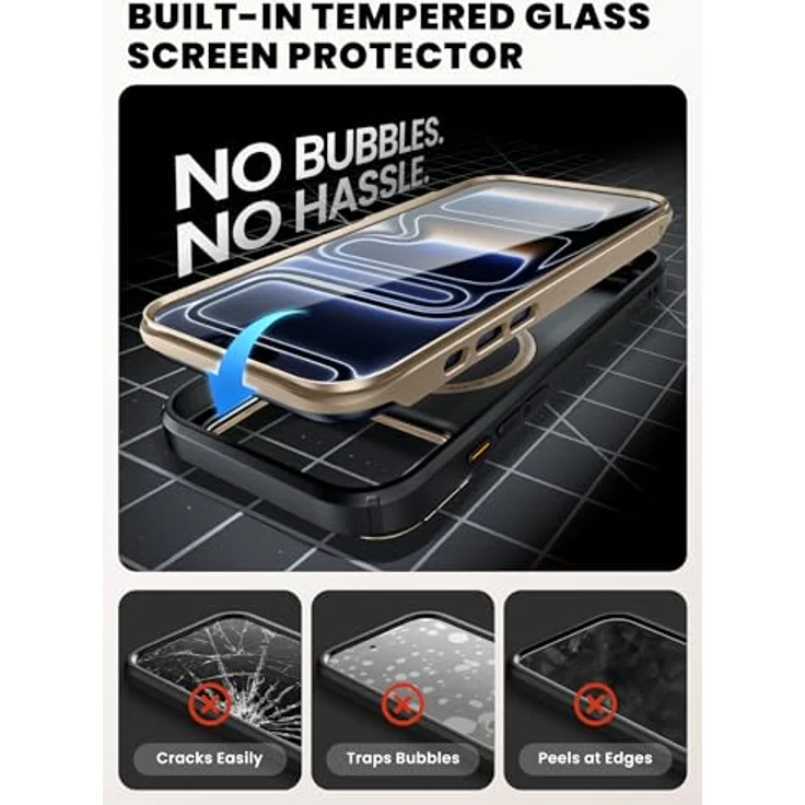 i-Blason iPhone 17 Pro Hülle MagSafe mit Ständer, 9H Displayschutz aus gehärtetem Glas, Kamera-Steuertaste, robustes Bumper Case, rutschfester Griff, 6.3'', Desert – Bild 5