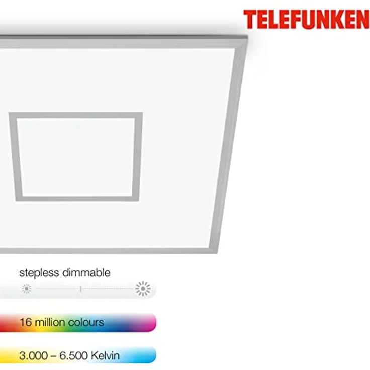 TELEFUNKEN - LED Panel RGB, LED Deckenleuchte CCT, Deckenlampe RGB Centerlight, Regenbogeneffekt, Dimmbar, Silberfarbig – Bild 3