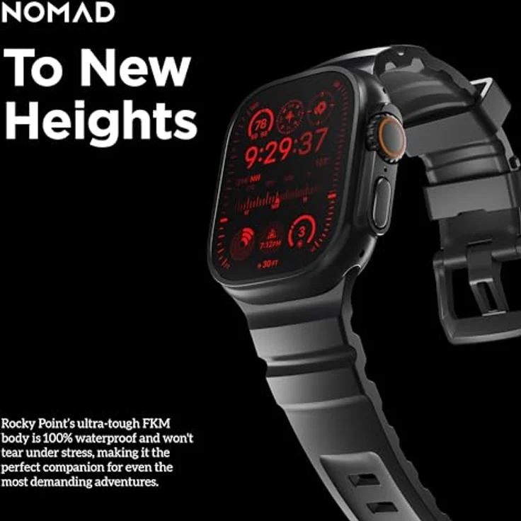 NOMAD Apple Watch Sportarmband Rocky Point Dark Storm Gray – 45/49 mm, Titan-Hardware, wasserdicht, atmungsaktiv, für Damen und Herren – Bild 5