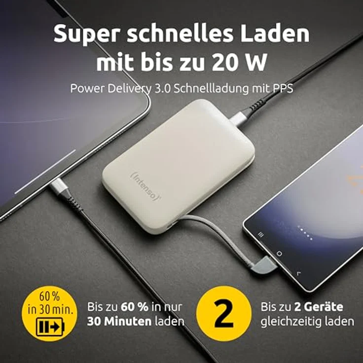 Intenso S10000 Powerbank, 10000 mAh, Schnellladung mit USB-C, Beige – Bild 3