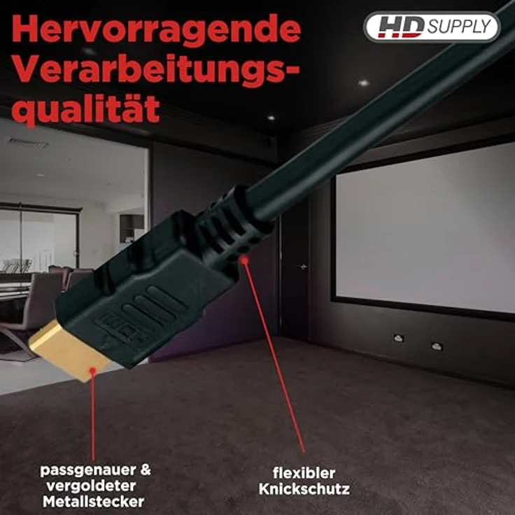 HDSupply HC000-015E High Speed HDMI Kabel mit Ethernet, HDMI-A Stecker (19-polig) auf HDMI-A Stecker (19-polig), 2-fach geschirmt, vergoldete Kontakte, 1,5m, schwarz – Bild 8