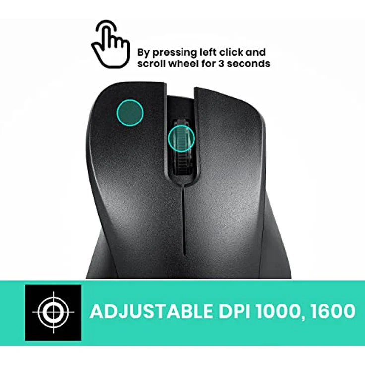 Perixx PERIMICE-621B Wireless Mouse - Leise Klicks mit Ergo Design - Schwarz – Bild 6