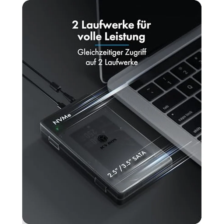ICY BOX IB-3882 Spade Clone, Klon- und Dockingstation für M.2 NVMe und SATA Laufwerke, schwarz, USB 3.2 Gen 2, 10 Gbps, Offline-Klonfunktion – Bild 2