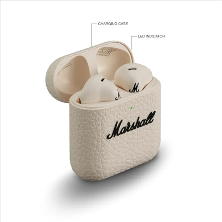 Marshall Minor IV In-Ear-Kopfhörer, True Wireless mit Sprachsteuerung und Bluetooth, über 30 Stunden Akkulaufzeit, wasserresistent, Lederstruktur – Bild 4