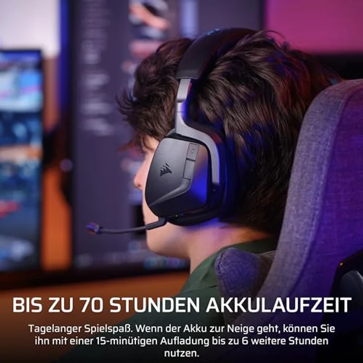 Corsair VOID MAX WIRELESS v2, Gaming Headset mit 7.1 Surround Sound, Kabellos, Schwarz – Bild 7