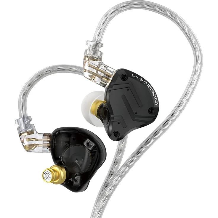 KZ ZS10 PRO X, Kabelgebundene In-Ear Kopfhörer mit Mikrofon, 20 Hz - 40 kHz Frequenzbereich, hohe Empfindlichkeit 112 dB, transparent und schwarz