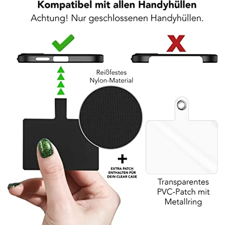 Nalia HoldMe Air, Handykette Universal für Smartphones, 160 cm Lanyard mit verstellbarer Schlaufe und Edelstahlhaken – Bild 6