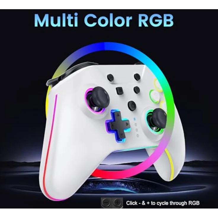 Hyperkin NuRival Light Up Wireless Game Controller - Weiss, mit Hall-Effekt-Sticks, LED-RGB-Beleuchtung und wiederaufladbarem Akku für Nintendo Switch OLED – Bild 5