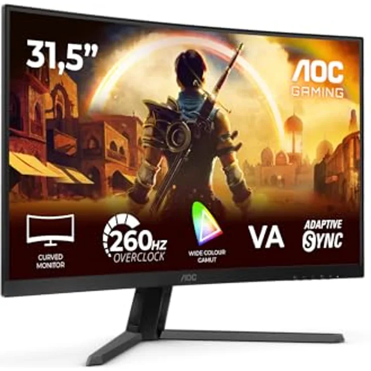 AOC Gaming C32G42ZE, 32 Zoll FHD Curved Monitor mit 240 Hz, 0,3 ms MPRT, Adaptive Sync, FreeSync Premium, HDR10, schwarz-rot