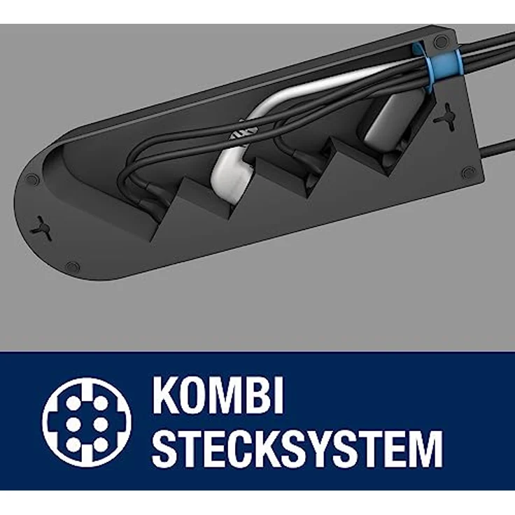 REV NoLook Kabelbox EX , Steckdosenbox mit Schalter, 4 bis 8-fach Mehrfachsteckdose, Steckdosenleiste 1,4m, anthrazit – Bild 4