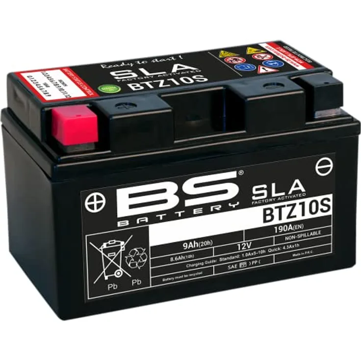BS Battery BTZ10S, Wartungsfreie AGM-Batterie, werkseitig aktiviert, 12V, 9Ah, vibrationsfest
