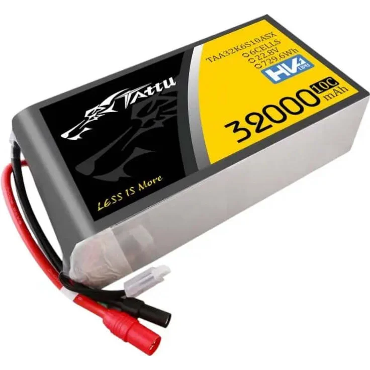 Tattu 32000 mAh LiPo Akku, 22,2 V, 25 C, 6S1P, AS150+XT150 Anschluss, leicht und kompakt