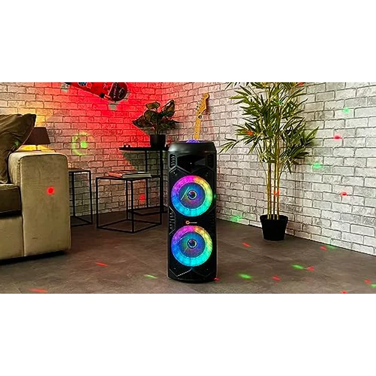 N-Gear Let's Go Party 5150 Schwarz - Tragbarer Bluetooth Lautsprecher - drahtloser 200 Watt Karaoke Partybox mit licht und integriertem Mikrofon - 5 Stunden Spielzeit – Bild 5