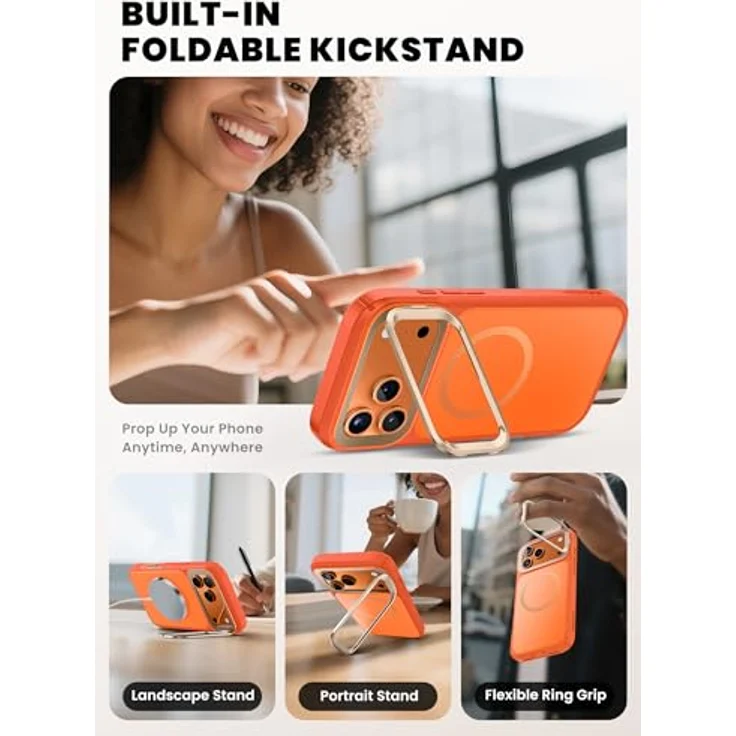 i-Blason Ares Flip Hülle für iPhone 17 Pro Max, orange, Stoßfest bis 6m, 360° Schutz, MagSafe-kompatibel – Bild 6