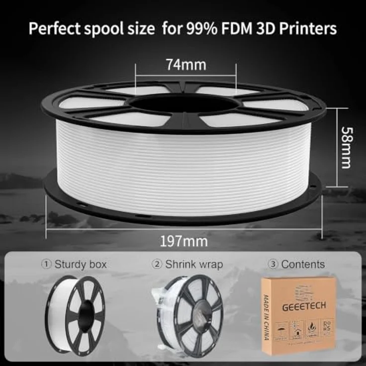 GEEETECH PETG Filament 1.75 mm, Schwarz, Hochfestes 3D Drucker Filament, 4kg Spule, Verwicklungsfrei und korrosionsbeständig – Bild 4
