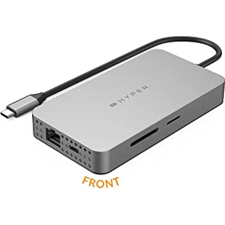 Hyper Drive 4K Dual HDMI USB C Hub M1 MacBook 10in1: Dual 4K HDMI, Gigabit Ethernet, USB-A, USB-C, USB-C 100W Power Delivery, MicroSD/SD, Windows PC, Chromebook – Bild 4