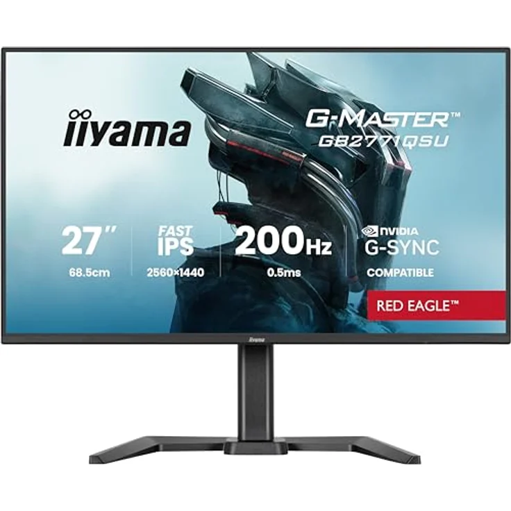 iiyama G-Master Red Eagle GB2771QSU-B1, 27" QHD Gaming Monitor mit 200Hz, 0.5ms Reaktionszeit, G-SYNC, USB-C, höhenverstellbar, schwarz – Bild 2