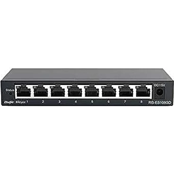 Rouijie Networks RG-ES108GD, 8-Port 10/100/1000Mbps Unmanaged Desktop Switch mit Stahlgehäuse und intelligentem PoE-Management
