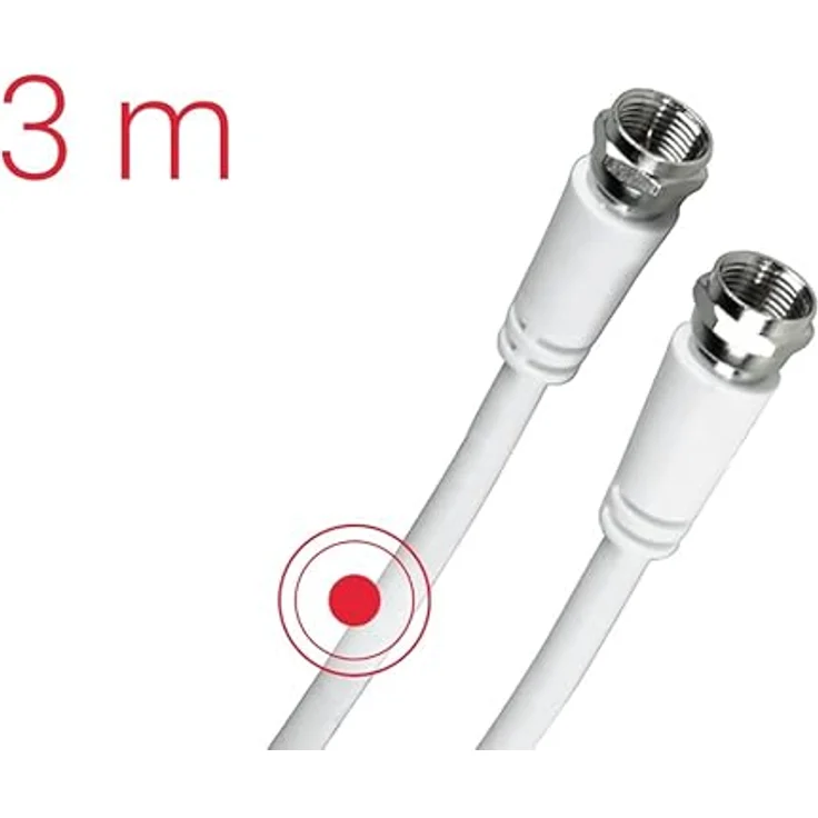 Hama Antennenkabel 3 m, F-Stecker, weiß – Bild 3