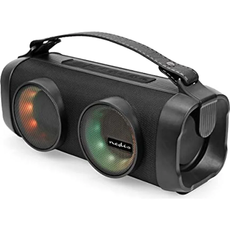 NEDIS Bluetooth Party Boombox | 5 hrs | 2.0 | 24 W | Medienwiedergabe: AUX/USB | Verknüpfbar | Tragegriff | Partylicht | Schwarz – Bild 2